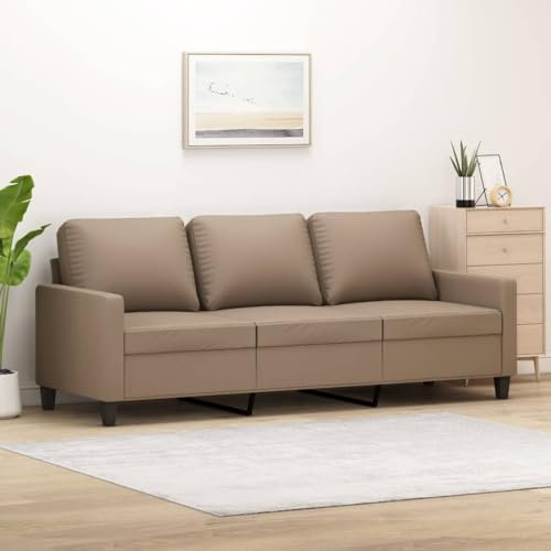Willood 3-Sitzer-Sofa Loungesofa Couch mit Armlehnen Rückenkissen, Wohnzimmersofa Designsofa Metallgestell, Sitzmöbel Dreisitzer, Modern Cappuccino-Braun 180 cm Kunstleder