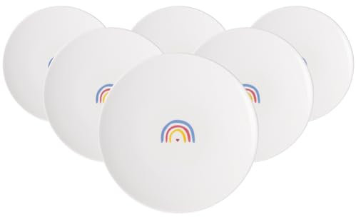 Villeroy & Boch With Love Frühstücksteller Be Happy 6er Set, 21x21x2,5 cm, Kleiner Teller für Kuchen, Salat und Desserts, Premium Porzellan, Spülmaschinen- & Mikrowellengeeignet