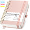 RETTACY Notizbuch A5 Liniert, Bullet Journal mit 100 g/m² Dickem Papier, 150 Blatt/300 Nummerierten Seiten, Collegeblock für Büro und Schule, Lederhülle, Roségold, 14.8 cm x 21 cm