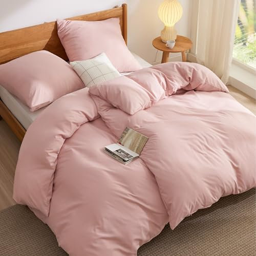 BEDSURE Bettwäsche 135x200 4teilig Blasses Erröten - 2 Bettbezüge 135x200 cm + 2 Kissenbezüge 80X80 cm, ÖKO-TEX Bettwäsche-Sets Rosa Polyester Mikrofaser mit Reißverschluss