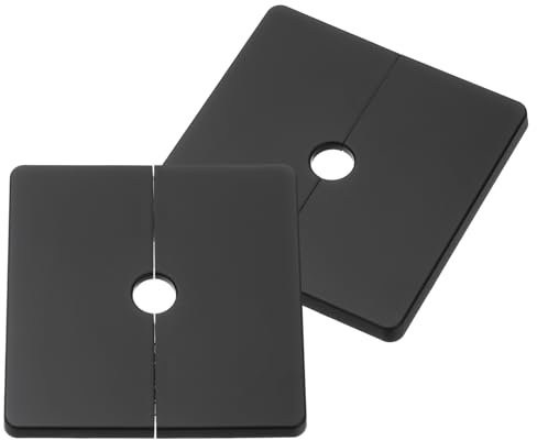 sourcing map 2Pcs ABS Plastics Square Shaped Escutcheon Plate, Wall Split Flange, 12mm Diameter Wall-Mounted Pipe Mouth Decorative Cover, Black