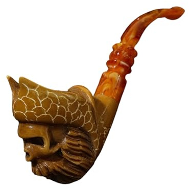 Handmade Meerschaum Davy Jones Skull Pipe with Box