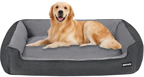 HMTOPE Hundebett, Hundesofa, Hundekissen, Hundekörbchen Abnehmbar und waschbar, Grau Spleißen, 110 x 86 x 26 cm