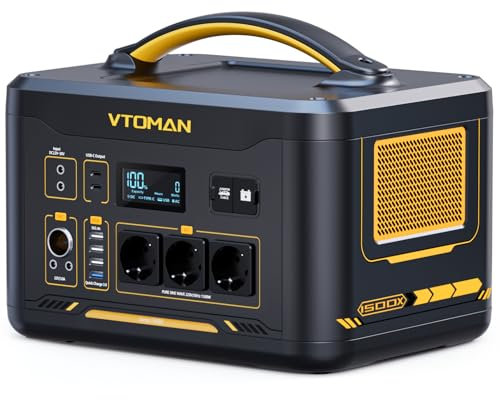 VTOMAN Jump 1500X Centrale Elettrica Portatile - 1500W/828Wh LiFePO4 Batteria Power Station Generatore Solare, Capacità Espandibile a 2376Wh, per Campeggio, Emergenza, Viaggio