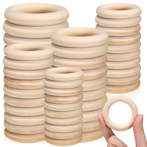 DIYEAH Holzringe Set Natürliche Holzringe 8 Größen 2 Für DIY Bastelprojekte Makramee Dekoration Handgefertigte Kreationen Und Kunsthandwerk