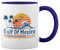 Gulf Of Mexico Since 1672 Retro Vintage Beach Weiße Tasse Mug mit blauem Felgen und Griff