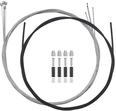 Bike Shift Cable Kit, 4 Pcs Derailleur Cable Shift Cable and A 2M Bike Cable Shift Housing, Bicycle Shifter Wire for Mountain and MTB Road Bike with Free 2 O-Rings, 4 End Ferrules and 4 End Caps