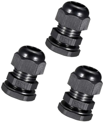 MACHSWON 5Pcs PG11 Cable Gland – Durable Threaded Wire Connector with Locknut for 5-10mm Dia Cable Wire, Black
