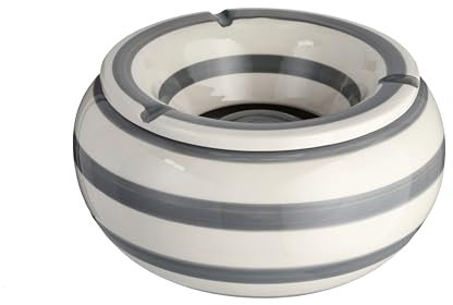 Sturmaschenbecher Mykonos 13 cm Maritim grau weiß Aschenbecher gestreift (M 13 cm)