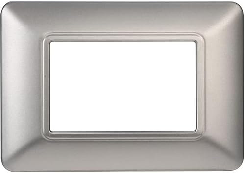 BRATEK 4 placchette interruttori luce compatibile con bticino matix, Placca matix 3 moduli compatibile, placche matix per frutti elettrici (Silver)