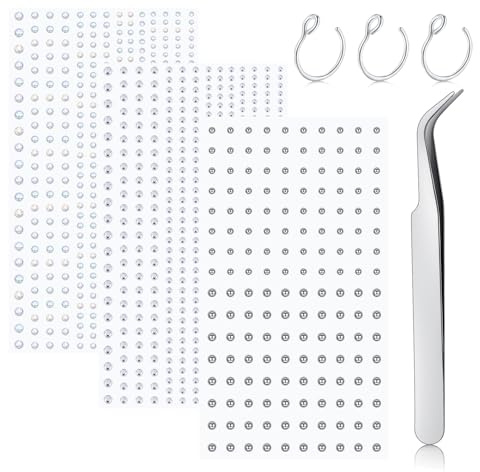 LAURITAMI 3 Blatt Fake Piercing Stickers Mit Nasenring Pinzette, Fake Nasenpiercing Lippenstecker Ohrstecker Spike Acryl Sticker Non-Piercing Augenbrauen Gesicht Ohr Körper Schmuck 2/2.5/3/4/5MM