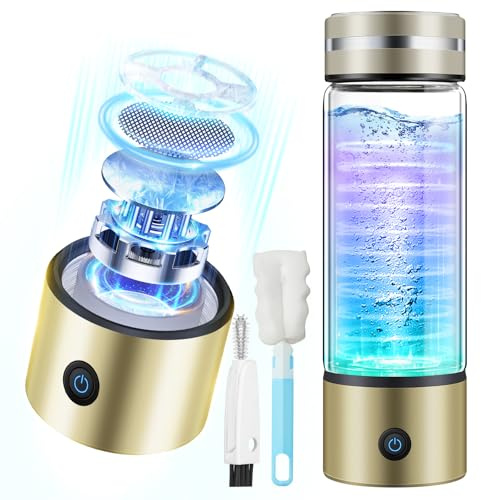 LOZLTX Borraccia ad idrogeno. Tecnologia SPE di seconda generazione: bottiglia d'acqua idrogeno. 1 doppio contenuto di idrogeno. Con tecnologia TOP SPE PEM, trattamento dell'acqua in 3 minuti, oro 450