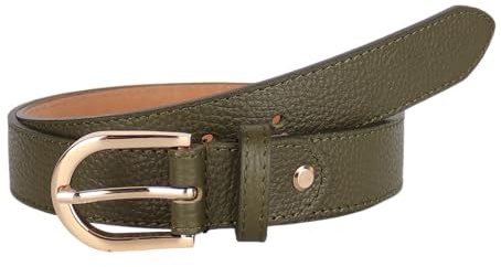 MIRROSI Ledergürtel Damen Herren Gürtel, Made in Italy, 3cm breit (Khakigrün (Goldene Schnalle), 100cm)
