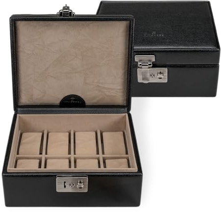 Windrose Uhrenkassette beluga/schwarz (Leder)