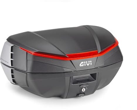 Givi Baule V49 Air Motorrad-Topcase, Schwarz, Wingflow-System mit 4 silbernen Flügeln (Schwarz Rot)