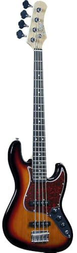 EKO GUITARS – Basso Elettrico JB‑100 3/4, Corpo Pioppo, Manico Acero, Tastiera Laurel 21 Tasti, 2 Pickup Jazz‑Bass, Ponte Vintage, Scala 761 mm, Colore Sunburst