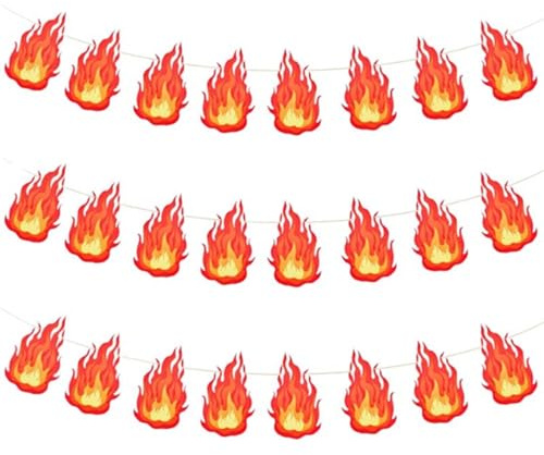Wuzdy 3 Stück Feuerwehr Motto Party Dekorationen, Feuerflammenbanner | Decke Banner Feuerwehrauto, Geeignet für Camping, Geburtstagsfeiern sowie Partydekorationen zum Thema Feuer und Feuerwehr