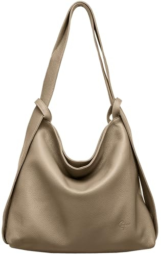 Caspar 2in1 Große Leder Rucksack Schultertasche XL Elegante Damen Handtasche - PREMIUM LINE - Modell No.786 - Made in Italy