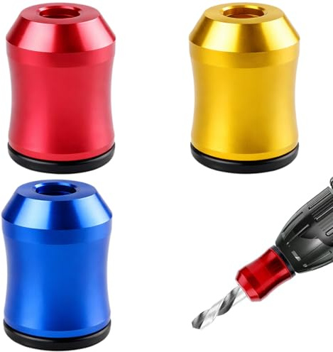 3Pcs Magnetic Screw Holder, Magnetic Drill bits red Yellow Blue, Screwdriver Head Magnetic Ring Strong Universal Alloy Holder for Power Drill bits Home DIY Repair