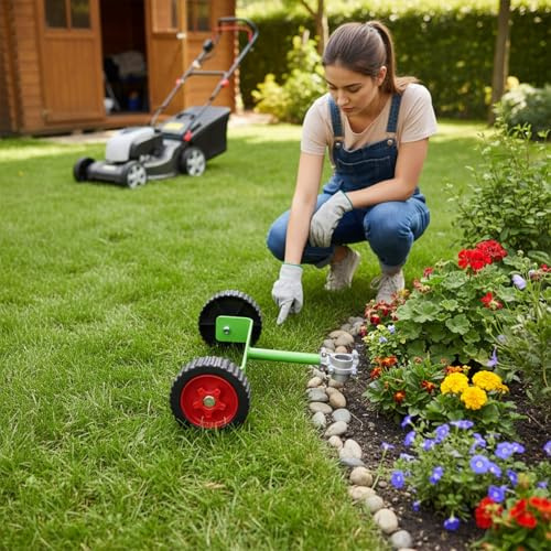 PureBowlic Adjustable Trimmer Support Wheel For 26Mm 28Mm Shaft, Nylon Lawn Mower Auxiliary Wheels, Stable Garden Weeder Assistant Roller For Easily Maneuverability, Black(26cm auxiliary wheel)