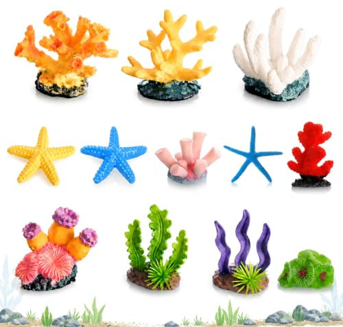 LIULINY 8 Stück Künstliche Korallen, Aquarium Deko Korallen Gefälschte | Harz Korallenornament, Seestern-Dekoration für Unterwasser, für Garnelen Krabbeln und Reptilien Praktisches Aquariumzubehör