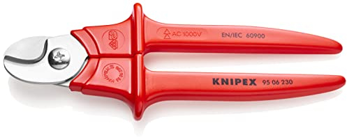 KNIPEX Kabelschere Griffe mit Kunststoff umspritzt auf SB-Karte isoliert, mit Kunststoff umspritzt, VDE-geprüft 230 mm, 95 06 230 SB
