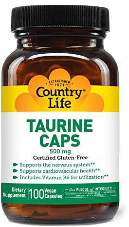 Country Life Taurine 500 mg with Vitamin B6, 100 Vegan Capsules