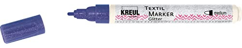 KREUL 92665 - Textil Marker Glitter medium Violett, halbdeckender Stoffmalstift mit Glitzereffekt, Strichstärke circa 2 bis 4 mm, für helle und dunkle Stoffe, waschecht nach Fixierung