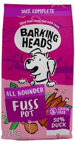 Barking Heads Hundefutter Trocken Getreidefrei - Ente Gut Alles Gut - 100% Natürlich, Ente Hypoallergen, ohne künstliche Geschmacksverstärker,12kg
