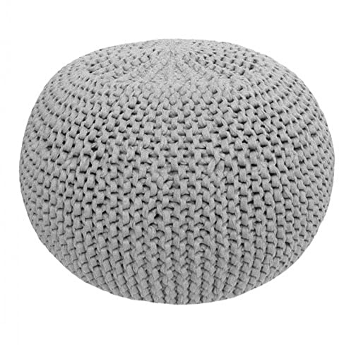 Hoooked ZPAGETTI Pouf für Strick- und Häkelarbeiten, Baumwolle, Grau, 34 x 31 x 16 cm