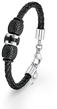 s. Oliver Herren-Armband Lederarmband Edelstahl Leder 22 cm - 539760