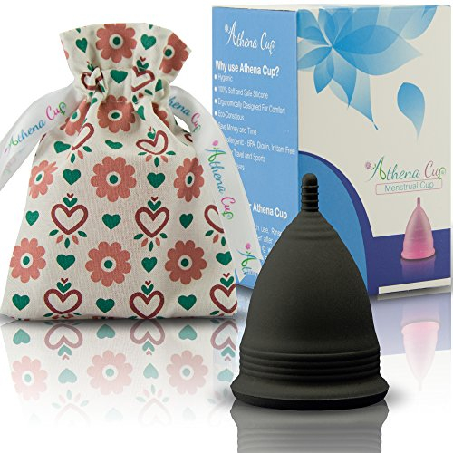 Menstruationstasse Größe 2 für normale bis starke Blutung - 12 Stunden Schutz - wiederverwendbarer Menstruationsbecher - Menstruations Cup (Modell 2, schwarz) von ATHENA Cup