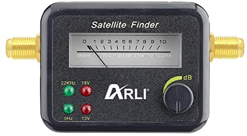 ARLI Satfinder – Digitaler Satelliten Finder mit vergoldeten Anschlüssen Pegelanzeige Signalton Sat-Messgerät für exakte Antennenausrichtung Camping Wohnwagen