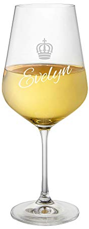 AMAVEL Verre à Vin Blanc avec Gravure Couronne de Reine Personnalisée Prénom