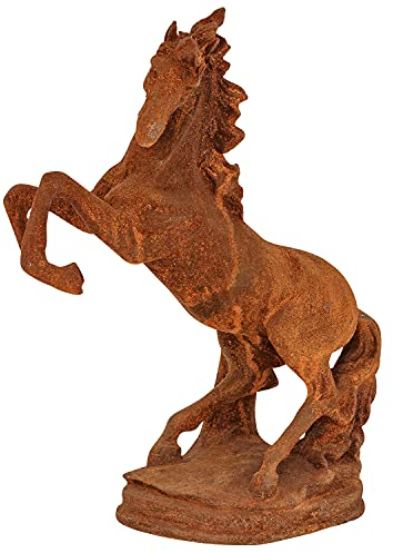 aubaho Gartenskulptur Pferd Figur Eisen Tier Garten Rost Eisenfigur Skulptur Antik-Stil