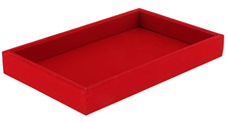 F Fityle Schmucktablett Schmuckständer PU Wildleder Schmuckdisplay Ringe Ohrringe Halskette Schmuck Display, rot