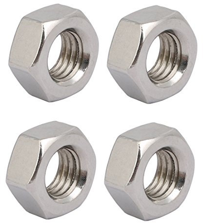 sourcing map 4pcs Tuercas Hexagonales Izquierdo M12 x 1,75 mm de rosca Métrica de acero inoxidable 201