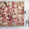 ABAKUHAUS Retro Duschvorhang, Kirschblüten Blumen, Stoffliches Gewebe Badezimmerdekorationsset mit Haken, 175 x 240 cm, Beige Rosa
