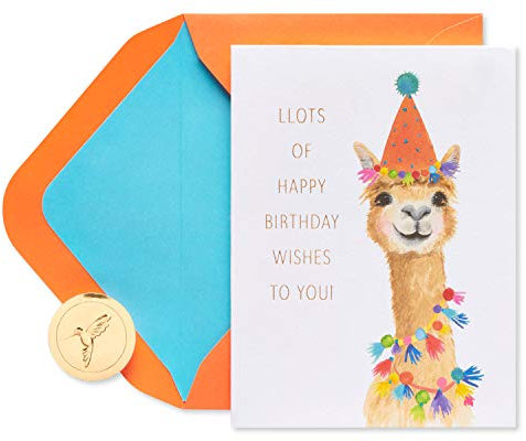 Papyrus Geburtstagskarte (Partyhut Lama)