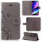 betterfon | Wiko View 3 Hülle Flower Case Handytasche Schutzhülle Blumen Klapptasche Handyhülle Handy Schale für Wiko View 3 Grau