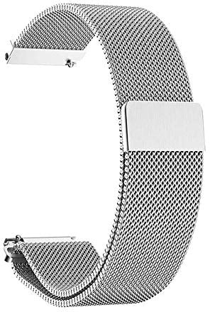 BaiJ Edelstahlarmband für Uhr, Mesh Gewebe Metall Edelstahl Uhrenarmbänder mit Magnetverschluss Schnellspanner Armband Ersatzarmband Kompatibel Smart Watch fur Herren und Damen, 14mm Silber