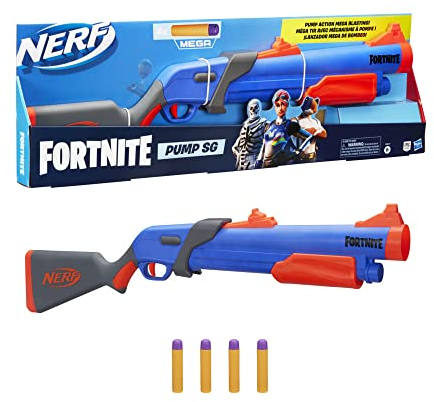 NERF Fortnite Pump SG Blaster -- Pump Action Mega Dart Blasting -- Breech Load -- 4 Official Mega Darts -- for Youth, Teens, Adults