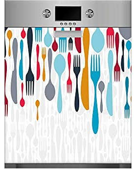 Vinilo para Lavavajillas Cubiertos Colores | Varias Medidas 65x75cm | Adhesivo Resistente y de Fácil Aplicación | Pegatina Adhesiva Decorativa de Diseño Profesional