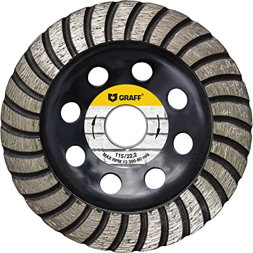 115mm Mola Diamantata Turbo per Smerigliatrici Angolari - Mola a Tazza Diamantata per Pietra, Cemento, Colla per Piastrelle, Granito, Muratura - Disco Abrasivo Professionale GRAFF