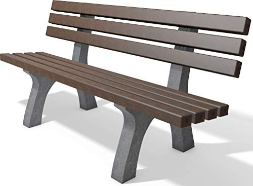 hanit Sitzbank Trafalgar Square, Gartenbank wetterfest aus recyceltem Kunststoff, Parkbank; 2m Breite (grau-braun)