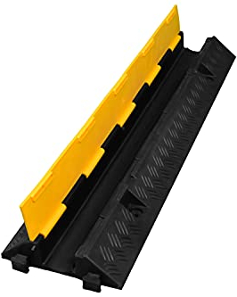 1 Kanal Kabelbrücke mit Deckel überfahrbar Stolperschutz Rampe Brücke Protektor 10 t Tragkraft Gummi schwarz