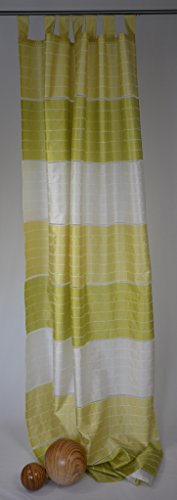 Schlaufenschal Vorhang Gardine Store Querstreifen 140 x 245 cm Apfelgrün - Ecru