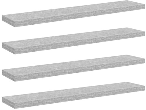 vidaXL Grey Floating Wall Shelves Set of 4 - Easy Installation, Honeycomb MDF and Metal Frame Construction, Ideal for Displaying Awards, Books and Collectibles