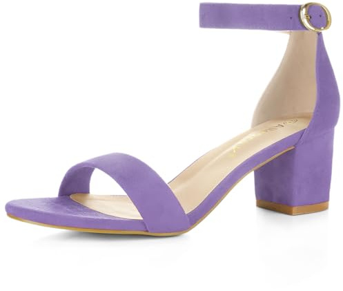 Allegra K Women's Open Toe Block Heel Ankle Strap Sandals Purple 7 UK/Label Size 9 US