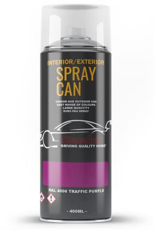 Xtremeauto Spray Paint Finish For Indoor And Outdoor Use Garden Cars Home Kitchen Bathroom Furniture Art Craft Bikes Radiators Metal Wood Plastic Glass UPVC Stone PVC RAL 4006 Traffic purple